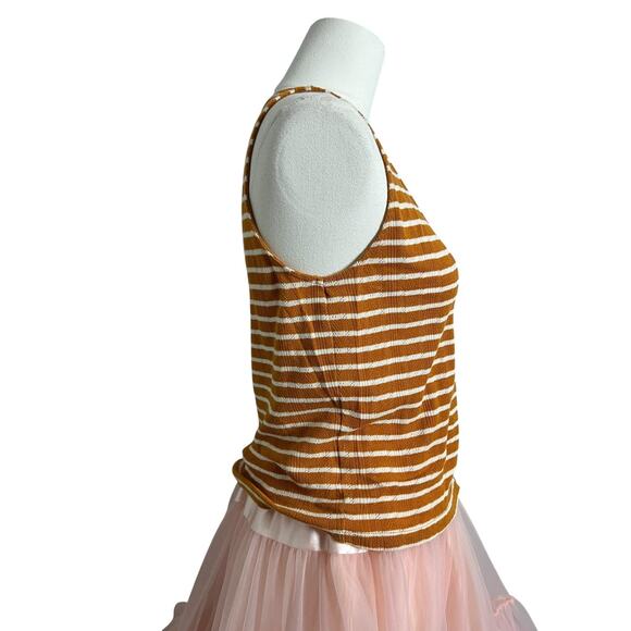American Eagle Outfitters Tank Top Womens Medium Orange Striped Button Front - Picture 4 of 7